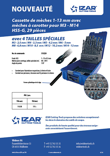 Cassette de mèches avec mèches à carotter IZAR