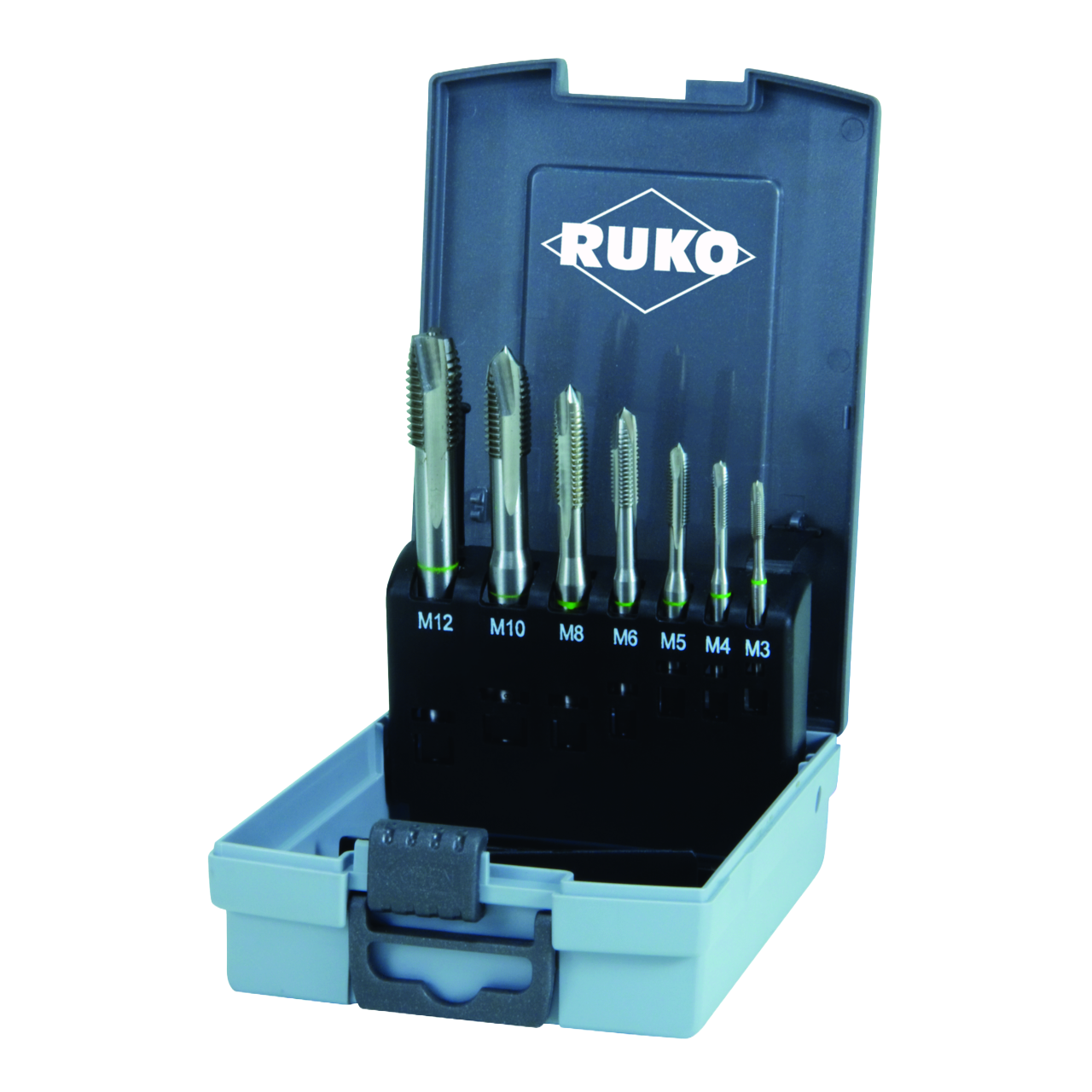 Jeu de tarauds machine Ruko M DIN 371 / 376 Forme B HSS-Co 5 - 7 pces. (coffret