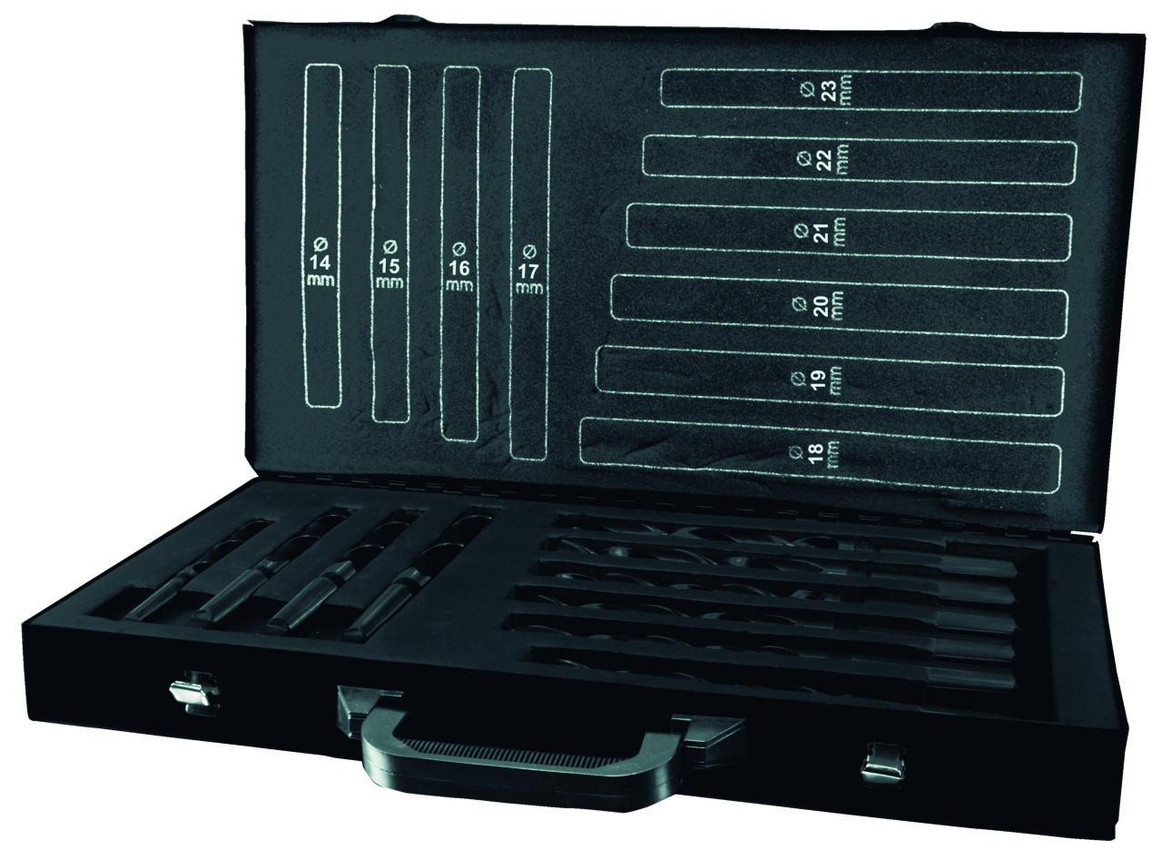 Spiralbohrer-Satz Terrax DIN 345 Typ N, HSS-G - 10 tlg. (Stahlblechkassette)