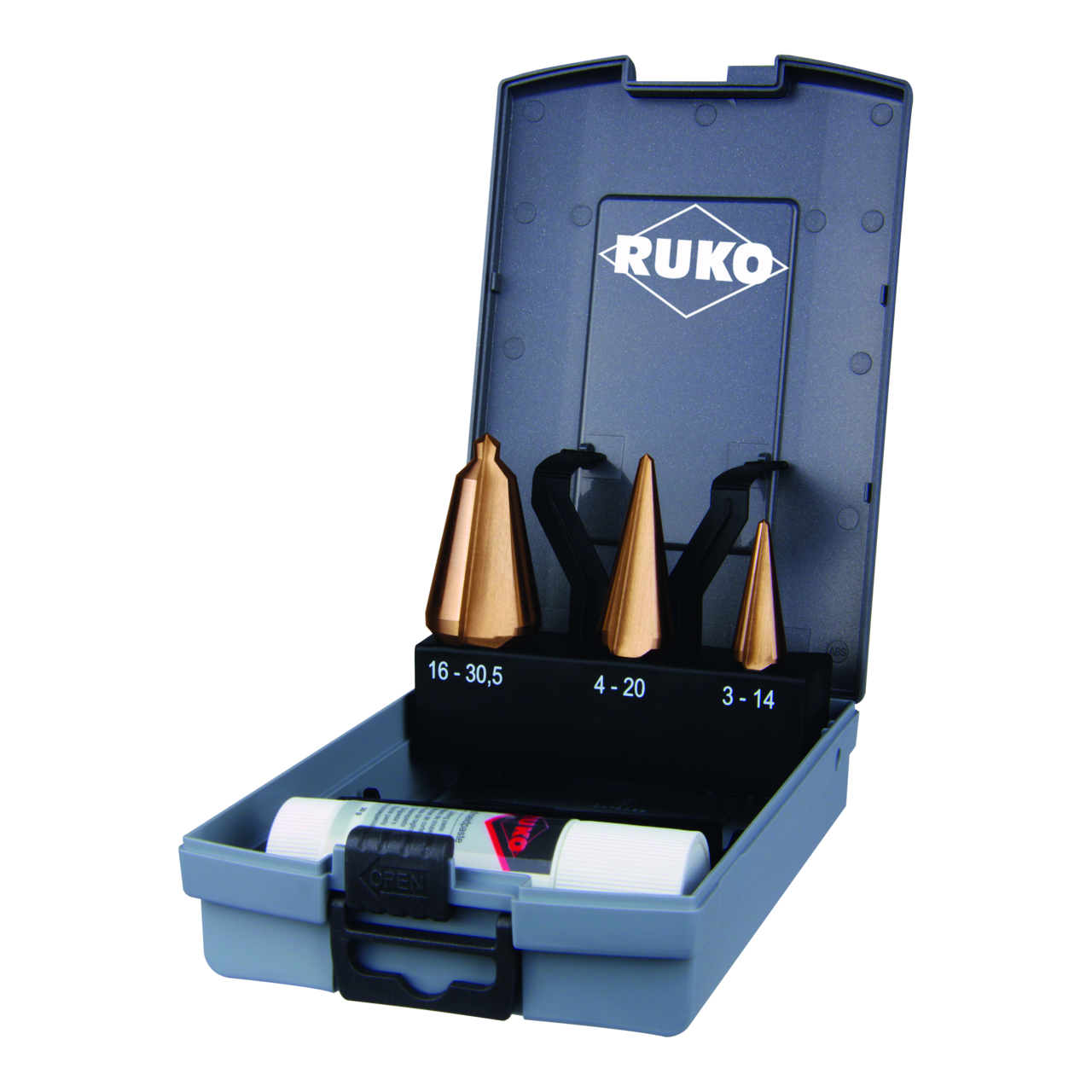 Jeu de forets coniques Ruko HSS TiN - 4 pces. (coffret plastique)