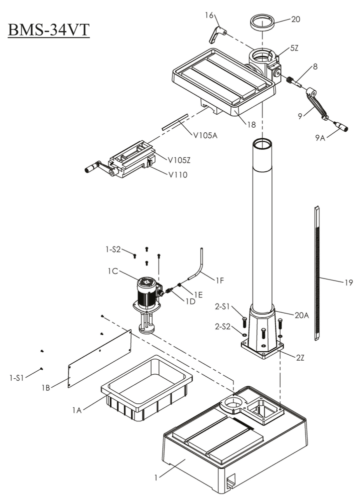 Perceuse à colonne Proton BMS-34VT