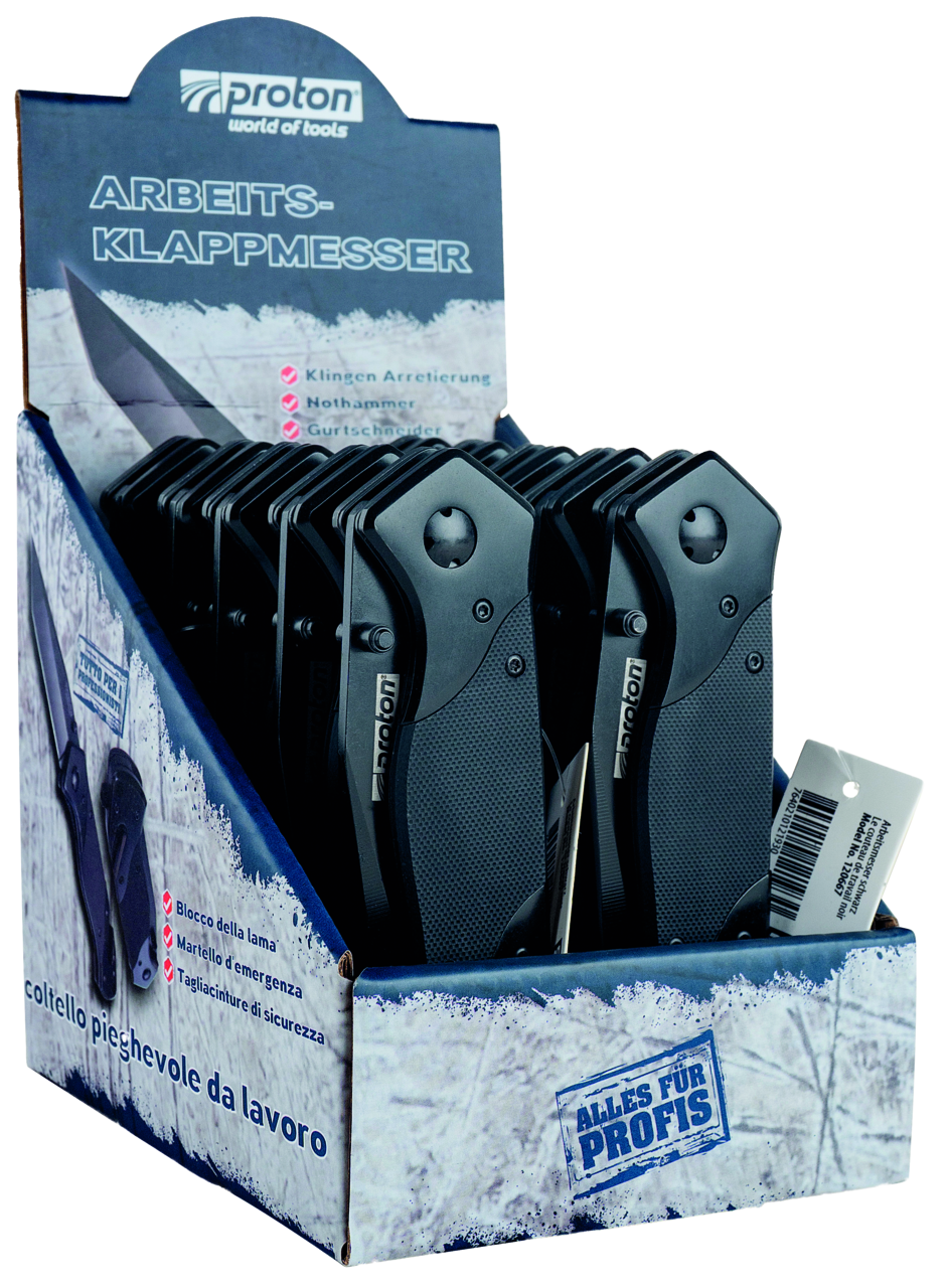 Arbeitsmesser schwarz mit 83 mm langer Klinge
