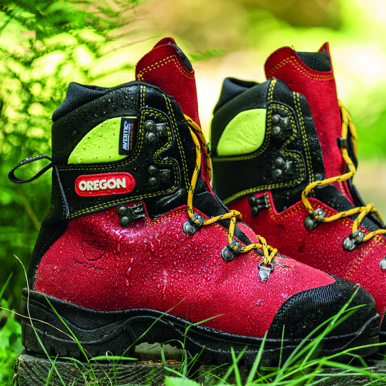 Leder-Schnittschutzstiefel Oregon Avertic rot/gelb Gr. 46