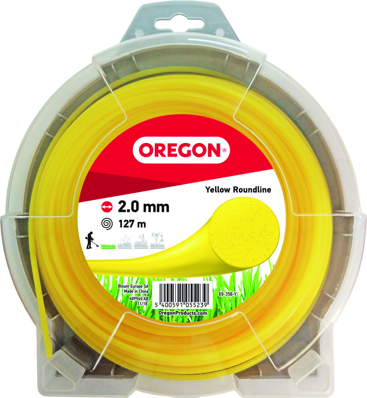 Faden Oregon gelb rund 2.0 mm x 127 m