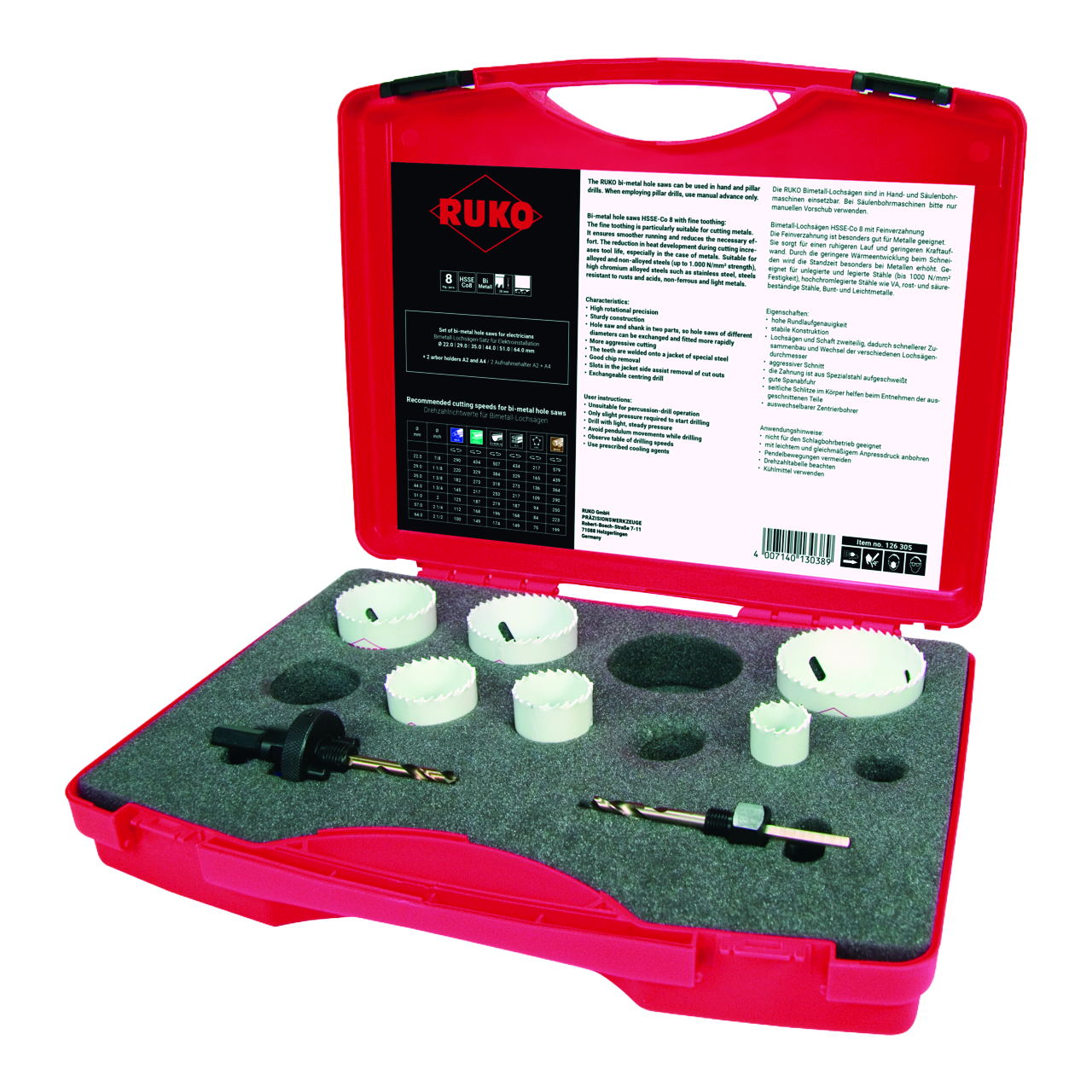 Bimetall-Lochsägen-Satz Ruko HSS Co 8 EK 1 Elektro