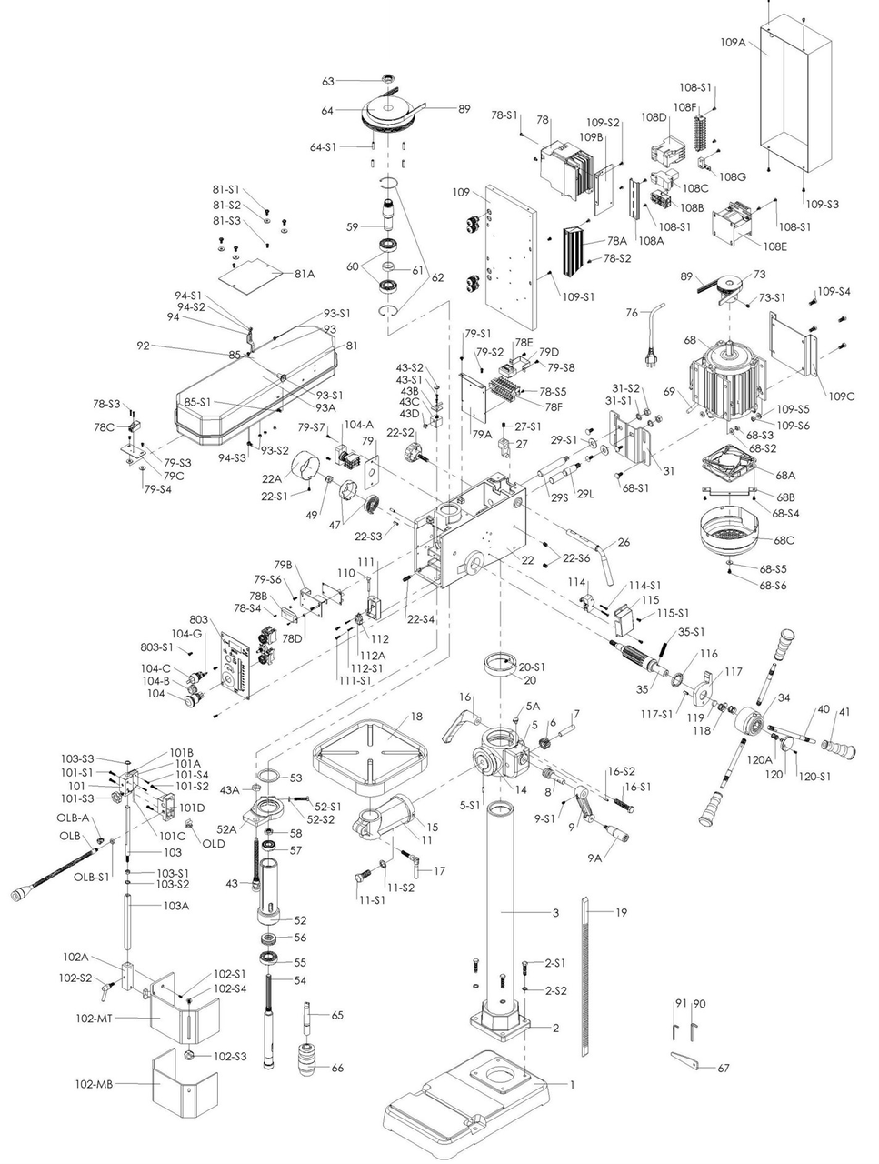Tischbohrmaschine Proton BMT-23VT