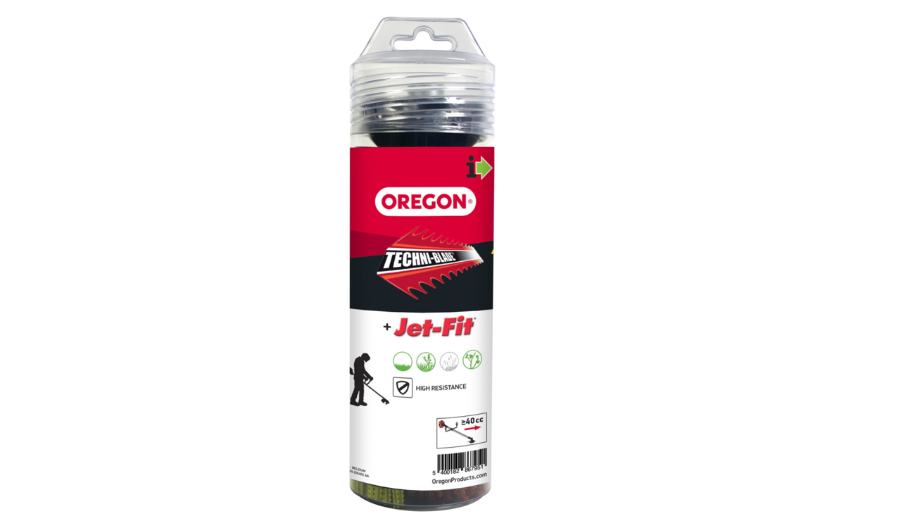 Fadenkopf Oregon Jet-Fit, 4-Fadenkopf inkl. Techni Blade Fadenstücke rot + gelb