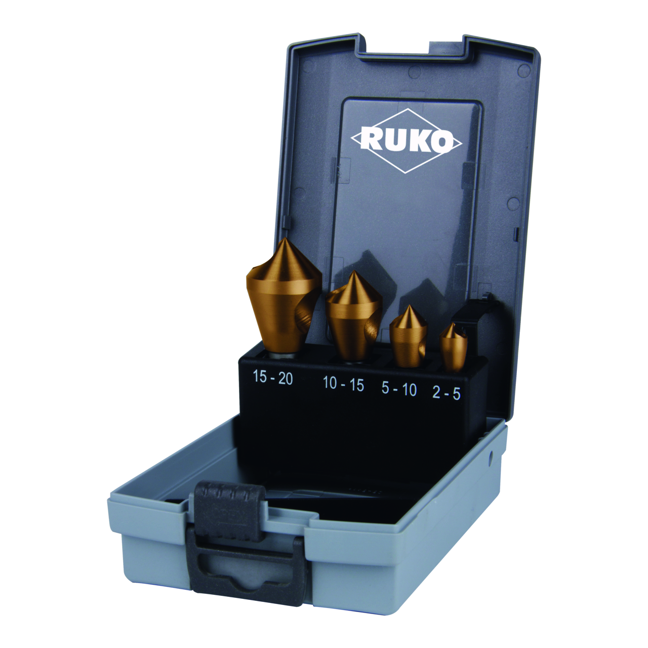 Querlochsenker-Satz Ruko 90° HSS TiN - 4-tlg. (Kunststoffkassette)