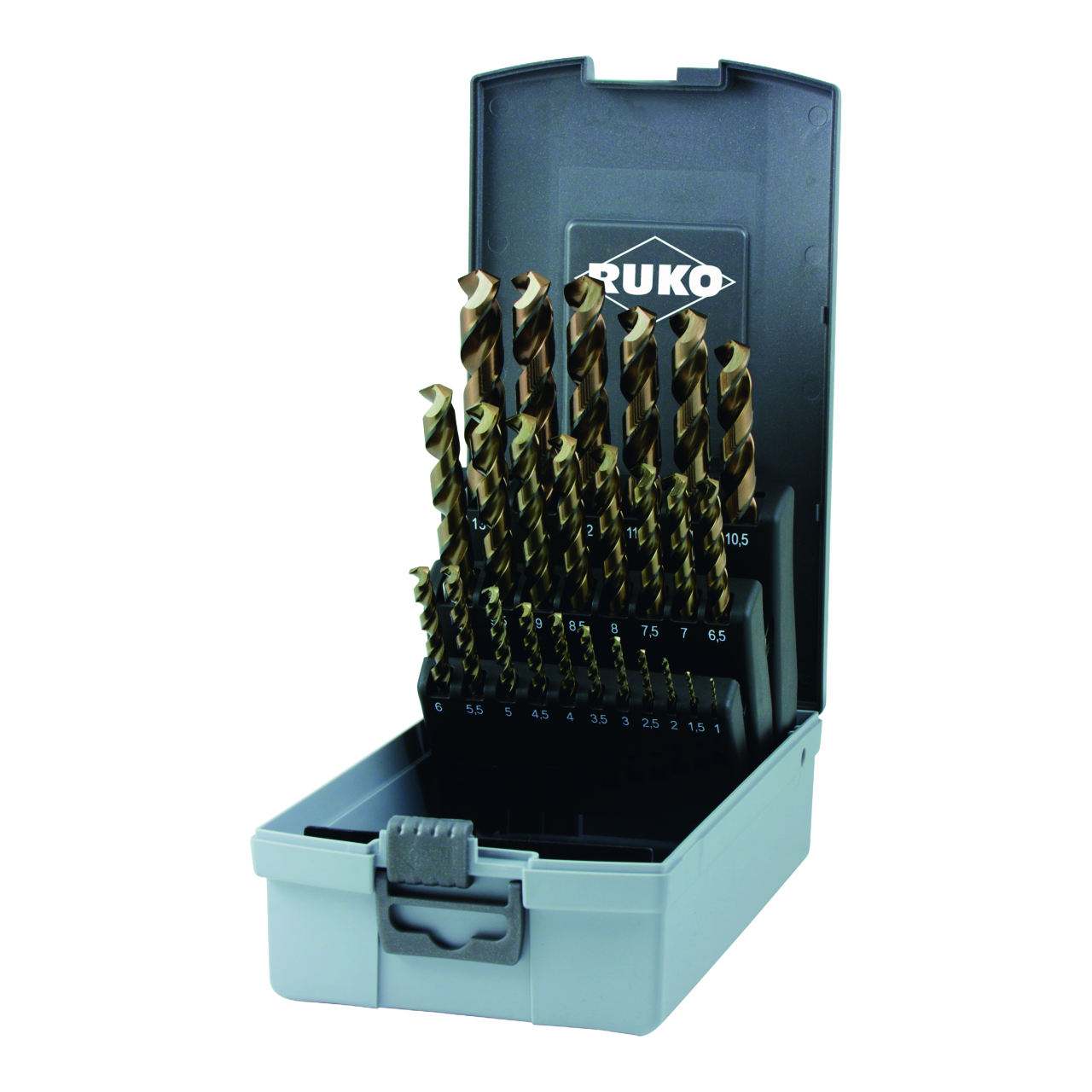Spiralbohrer-Satz Ruko HSS-Co 5 DIN 338 Typ UNI - 25-tlg (Kunststoffkassette)