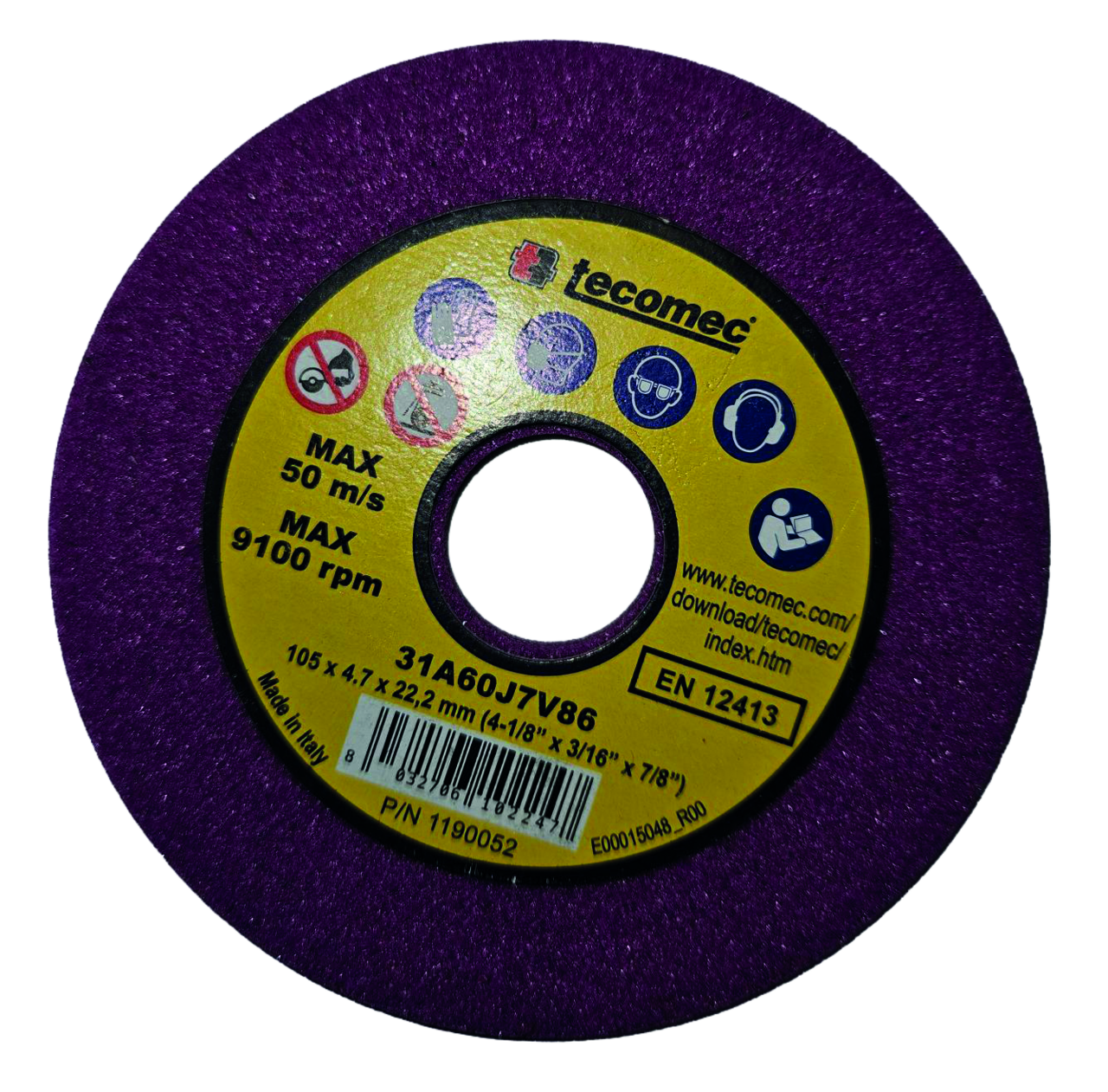 Disque abrasif Tecomec, diamètre 105 x épaisseur 4,7 x alésage 22,2 mm pour Mini