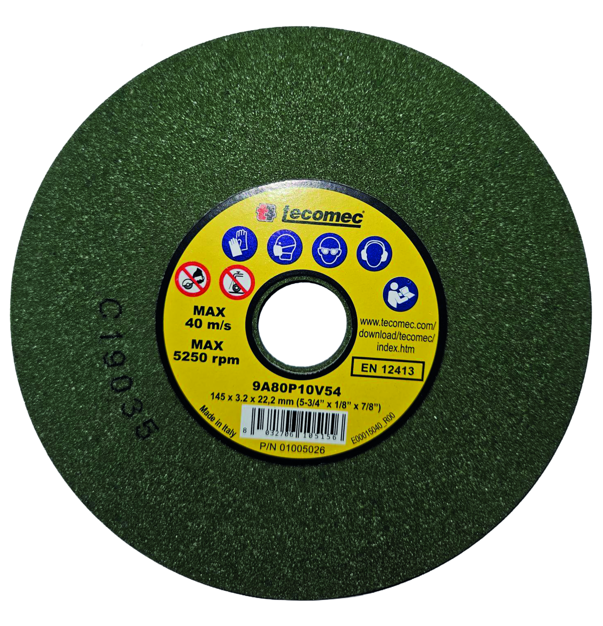 Disque abrasif Tecomec, diamètre 145 x épaisseur 3,2 x alésage 22,2 mm