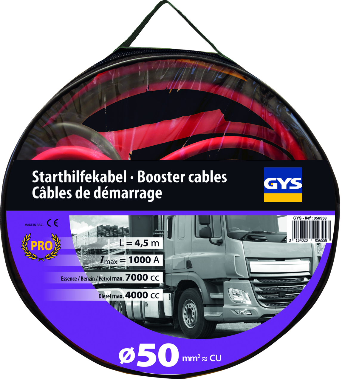 Starthilfekabel GYS Ø 50 mm², 1000 A, 2 x 4.5 m