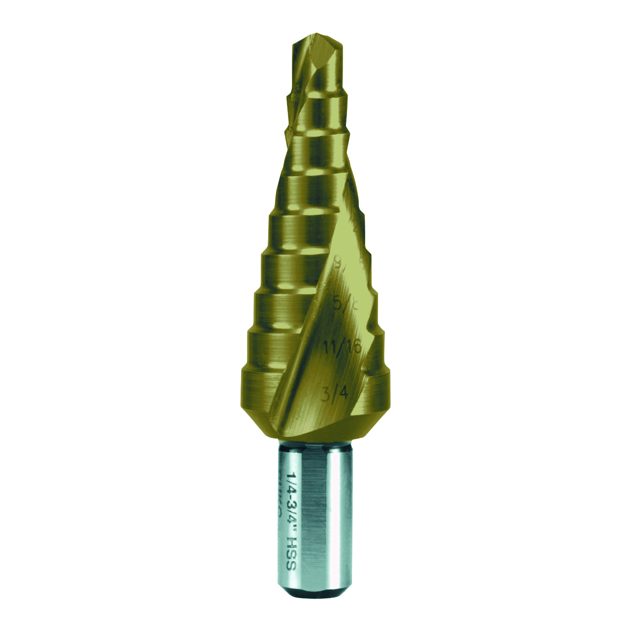 Stufenbohrer Ruko HSS TiN Kreuzanschliff Form C Zollabmessungen Ø 1/4" - 3/4"