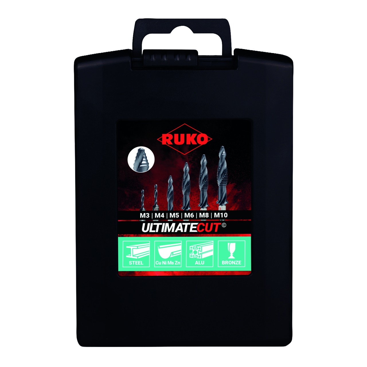 ULTIMATECUT Kombi-Maschinengewindebohrer-Bit Ruko Satz HSS RUnaTEC - 7-tlg. (Kun
