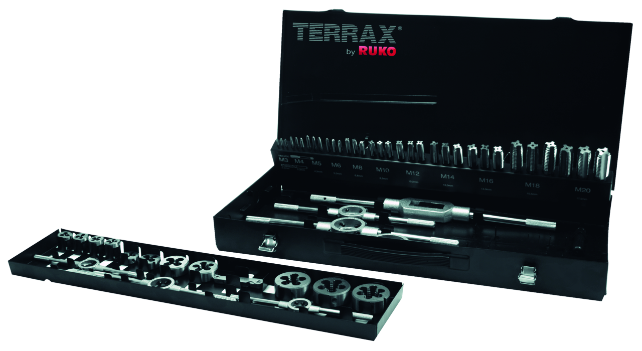 Gewindeschneidwerkzeug-Satz Terrax M HSS - 54 tlg. (Magazin Stahlblech)
