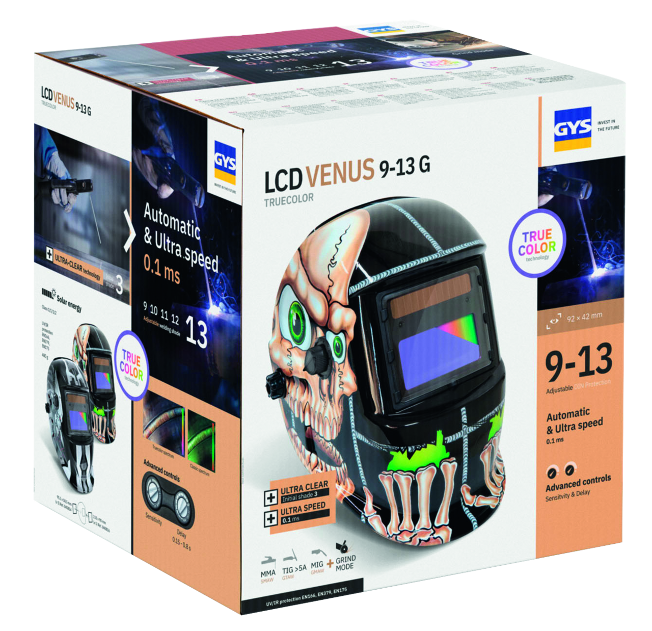 Schweisshelm GYS LCD Venus 9/13 G bones true color