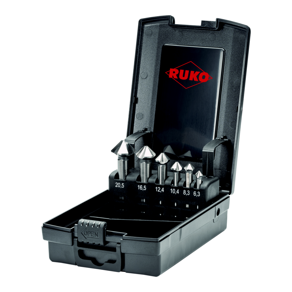 ULTIMATECUT Kegelsenker-Satz Ruko HSS-Co 5 DIN 335 Form C 90° - 6-tlg. (Kunststo