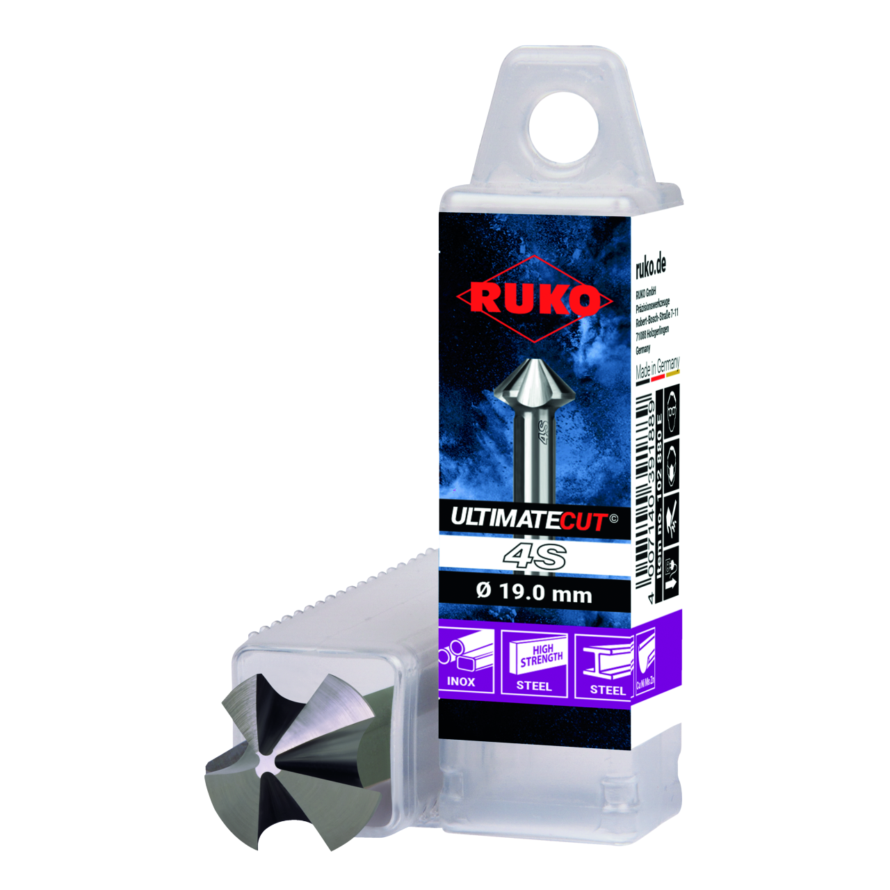 ULTIMATECUT Kegelsenker Ruko 4S HSS-Co 5 ähnlich DIN 335 90° Ø 15,0 mm