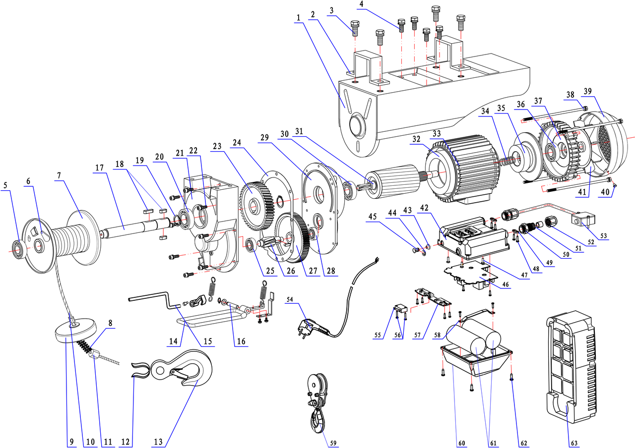 Seilwinde elektrisch Proton SW-999MRC, mit Fernbedienung