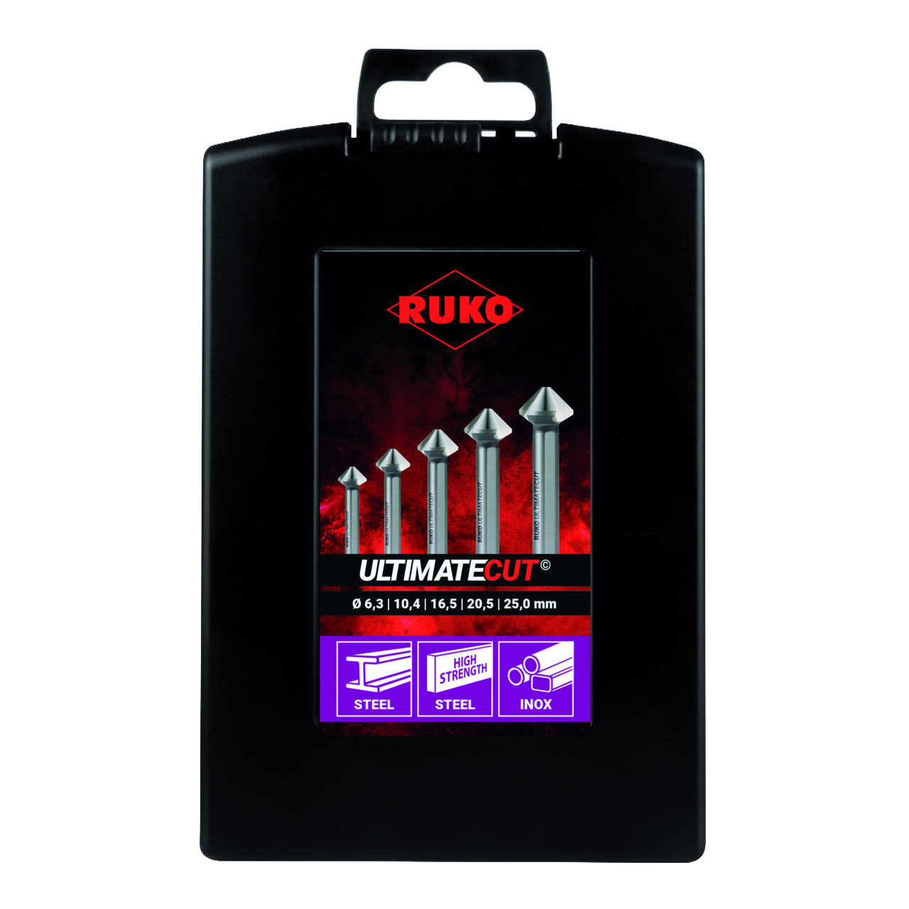 ULTIMATECUT Kegelsenker-Satz Ruko HSS-Co 5 DIN 335 Form C 90° - 5-tlg. (Kunststo