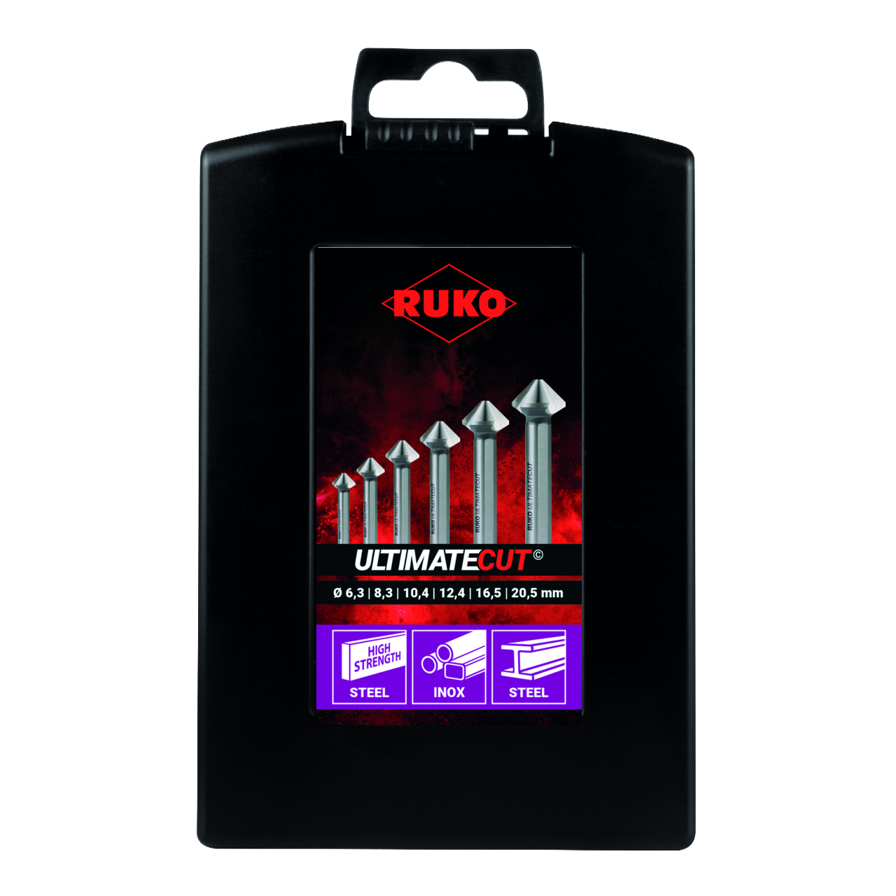 ULTIMATECUT Kegelsenker-Satz Ruko HSS-Co 5 DIN 335 Form C 90° - 6-tlg. (Kunststo