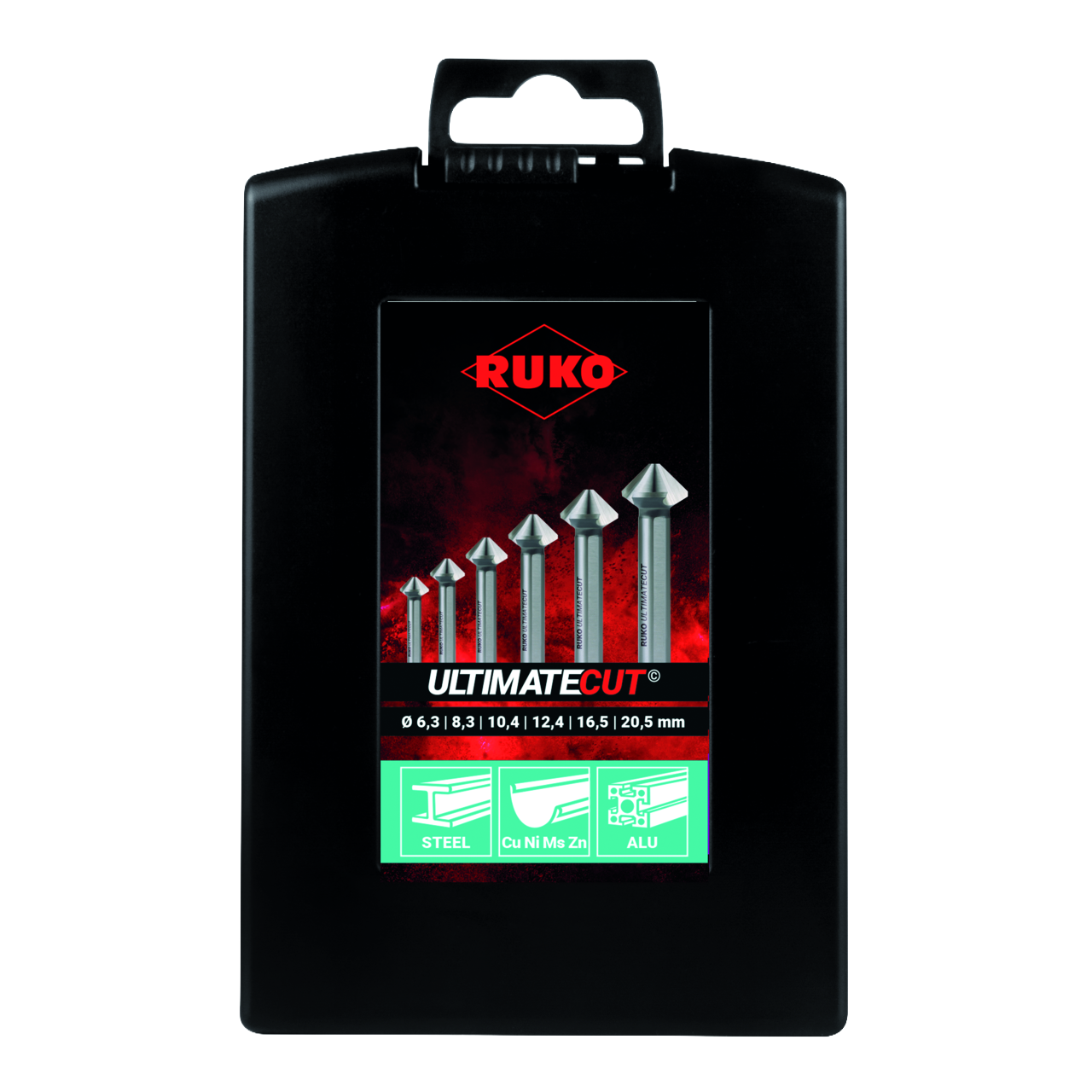 ULTIMATECUT Kegelsenker-Satz Ruko HSS DIN 335 Form C 90° - 6-tlg. (Kunststoffkas