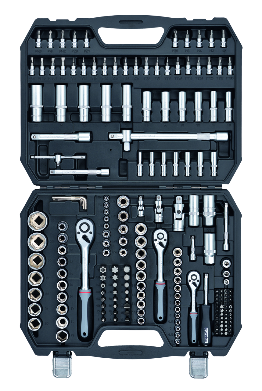 Steckschlüsselsatz Proton Basic P-200C 1/4"+ 3/8" + 1/2", 200-teilig