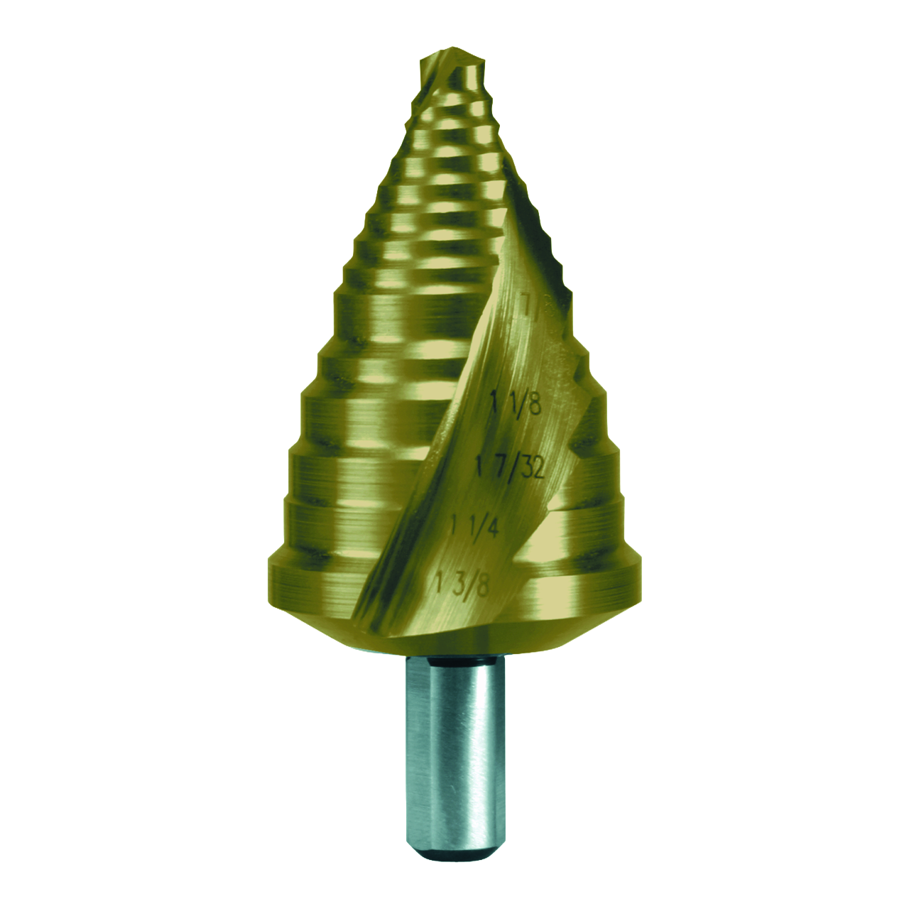 Stufenbohrer Ruko HSS TiN Kreuzanschliff Form C Zollabmessungen Ø 7/8" - 1 3/8"