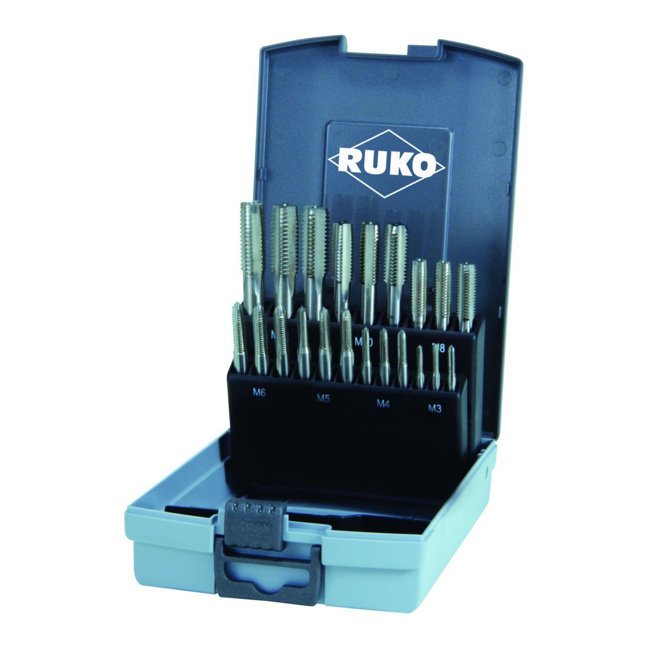 Handgewindebohrer-Satz Ruko M DIN 352 HSS-Co 5 - 21-tlg. (Kunststoffkassette)