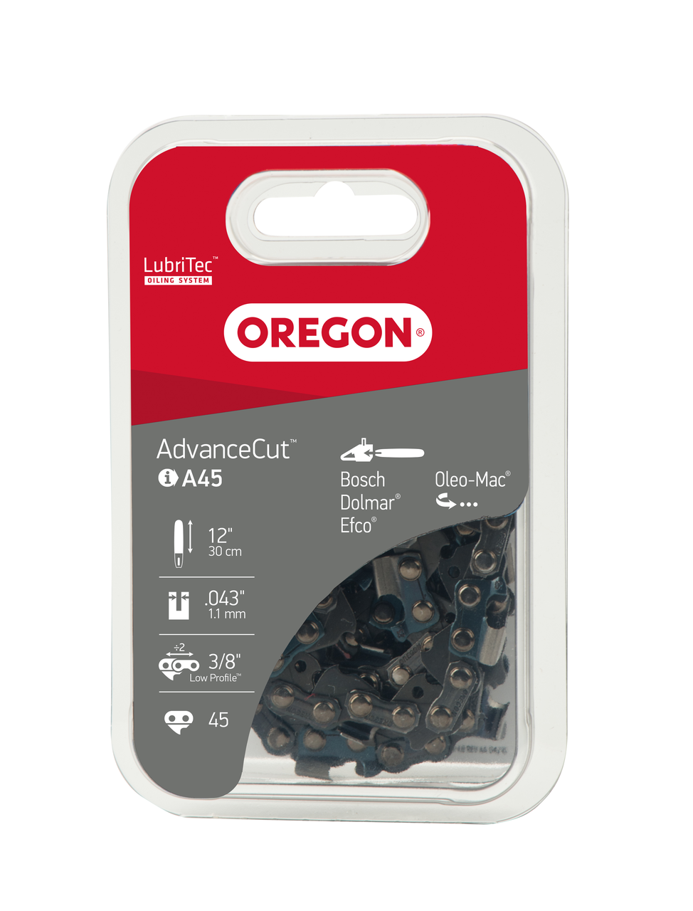 Kette Oregon 3/8", 1.1 mm, 45 Treibglieder, AdvanceCut, Halbmeissel