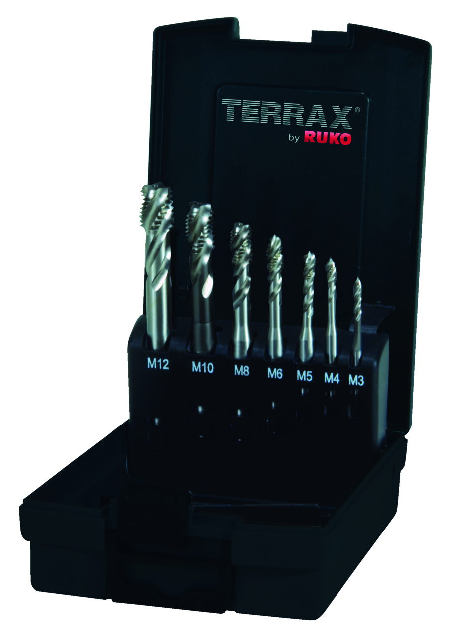 Maschinengewindebohrer-Satz Terrax HSS Form C - 7 tlg. (Kunststoffkassette)