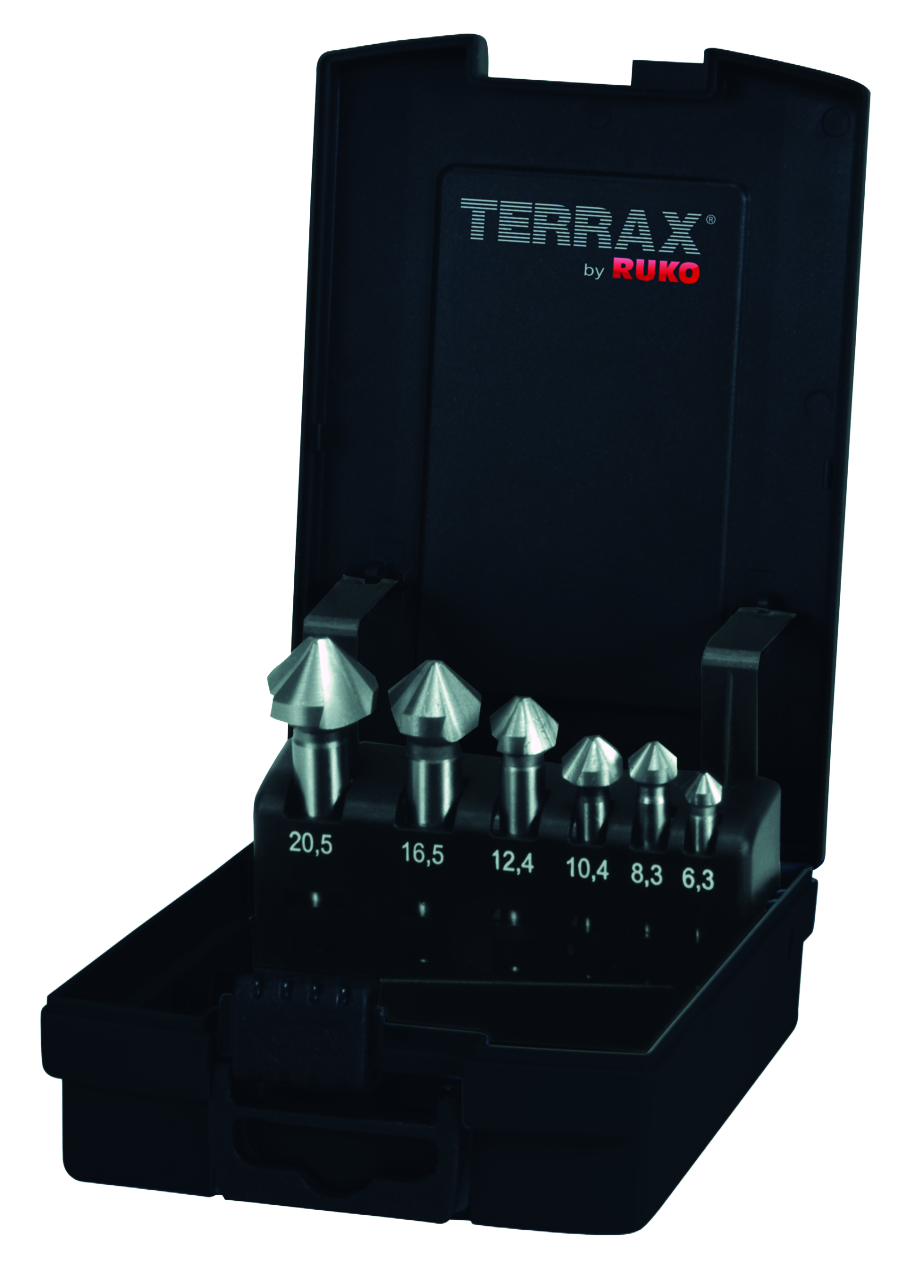 Kegelsenker-Satz Terrax DIN 335 Form C 90° HSS - 6 tlg. (Kunststoffkassette)