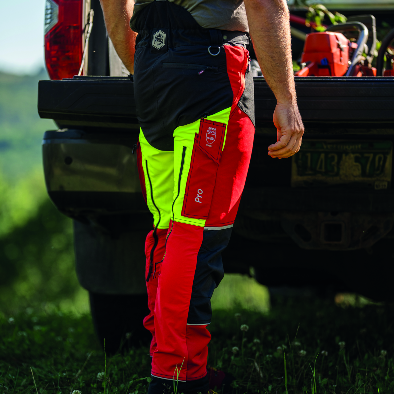Schnittschutzhose Oregon ForestXFiber rot/gelb Gr. L