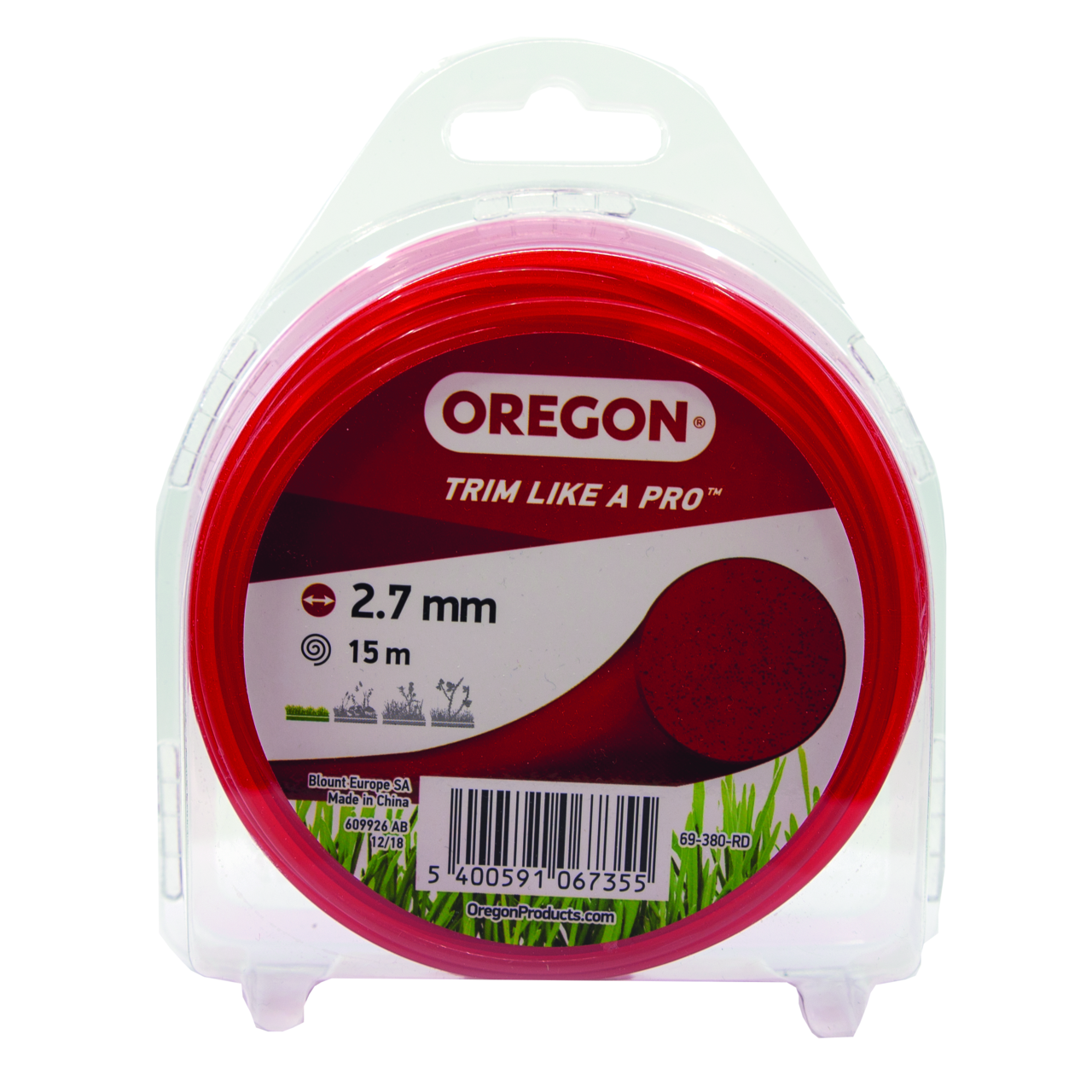 Faden Oregon multicolor rot rund 2.7 mm x 15 m