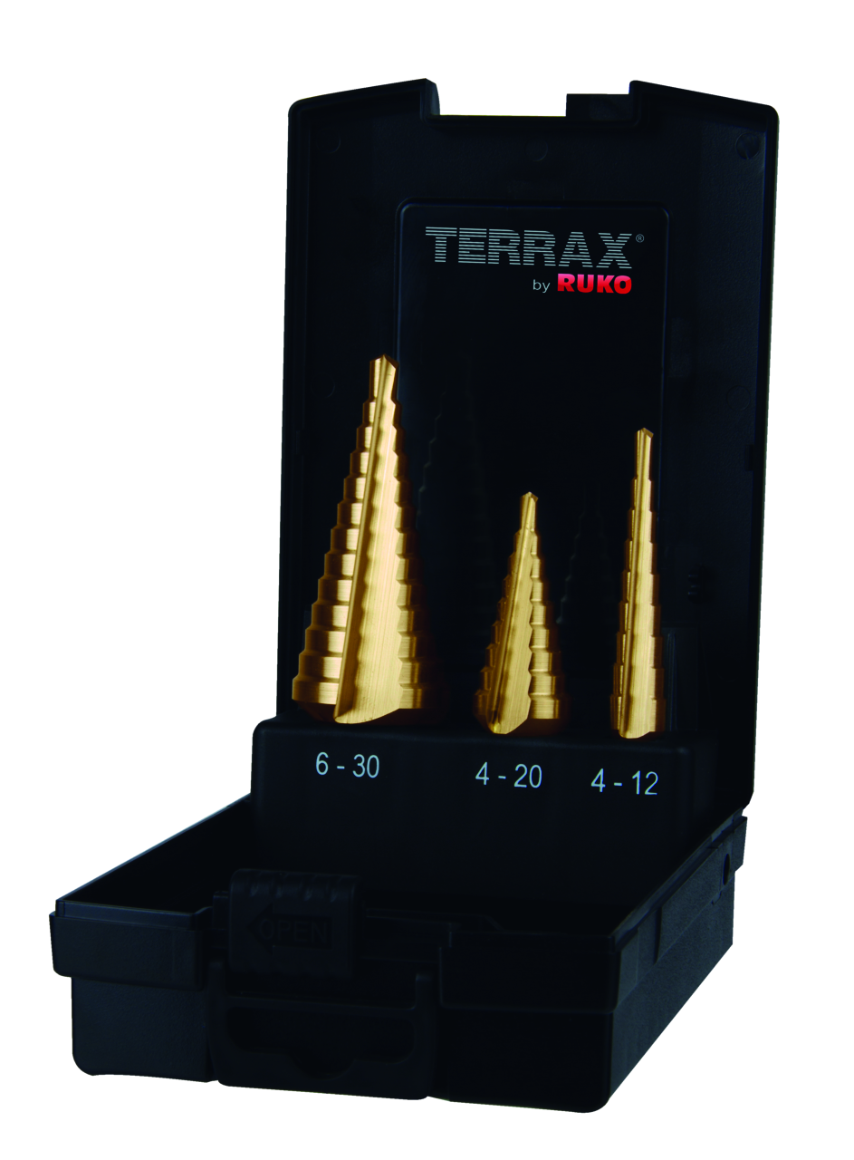 Jeux Terrax de forets étagés HSS TiN en coffret plastique