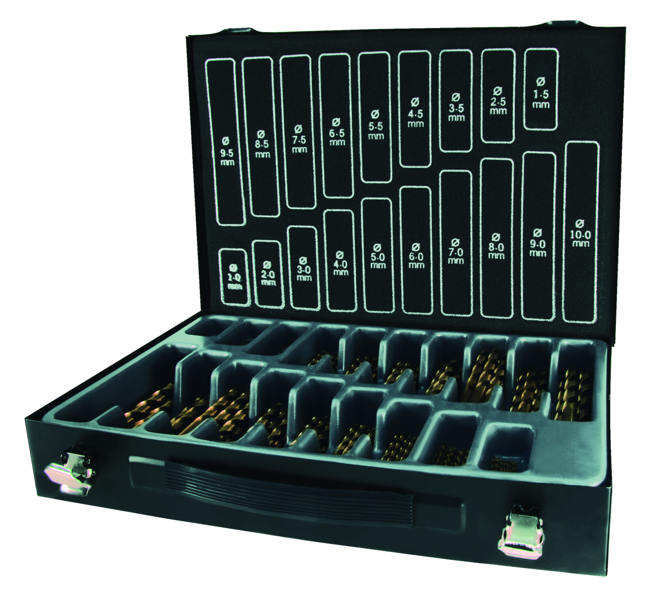 Spiralbohrer-Magazin Terrax DIN 338 Typ VA, HSSE-Co 5 - 170 tlg. (Magazin Stahlb