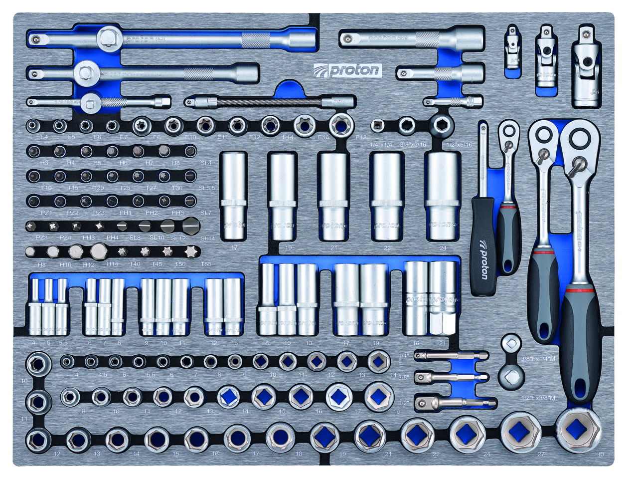 Werkzeugeinlage TT-325-01 "Steckschlüssel" für Proton Werkzeugwagen TT-325PB