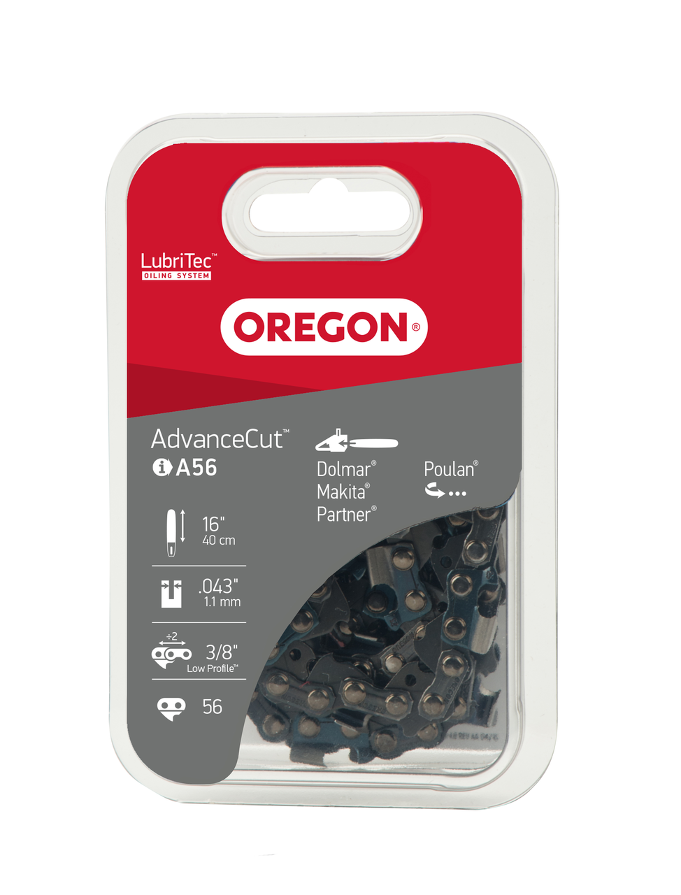 Kette Oregon 3/8", 1.1 mm, 56 Treibglieder, AdvanceCut, Halbmeissel
