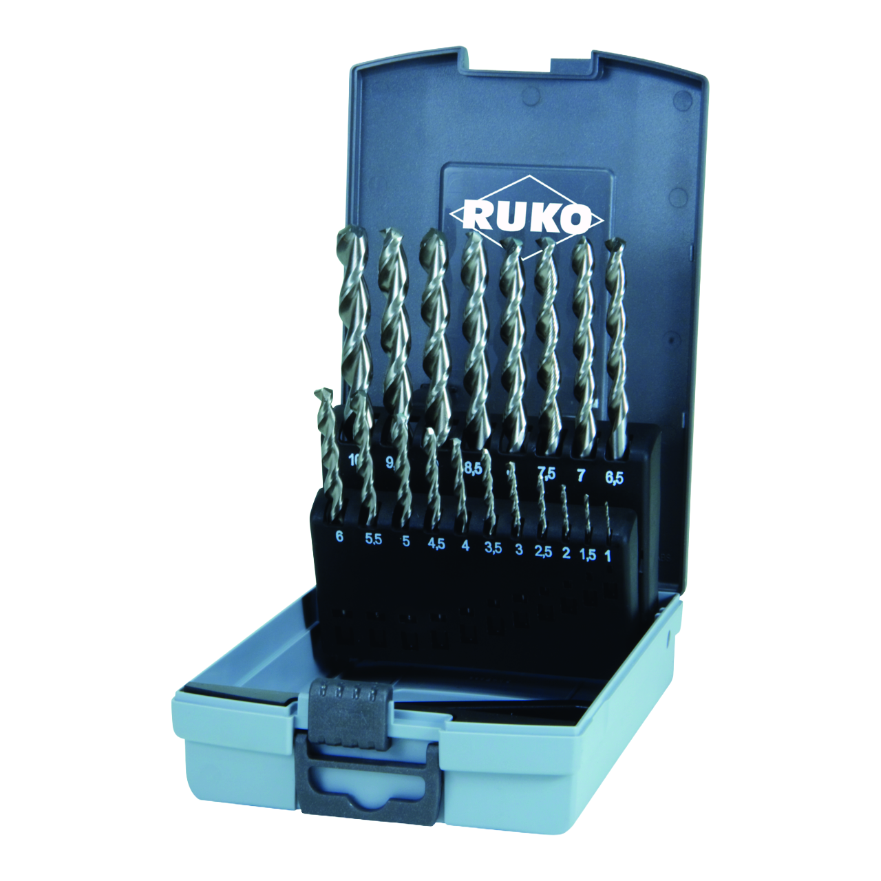 Spiralbohrer-Satz Ruko HSS DIN 338 TL 3000 - 19-tlg. (Kunststoffkassette)