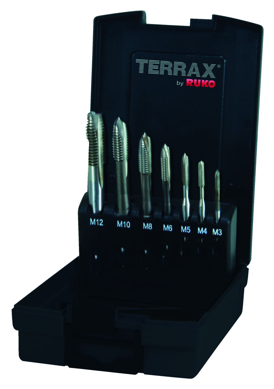 Maschinengewindebohrer-Satz Terrax HSSE-Co 5 Form B - 7 tlg. (Kunststoffkassette