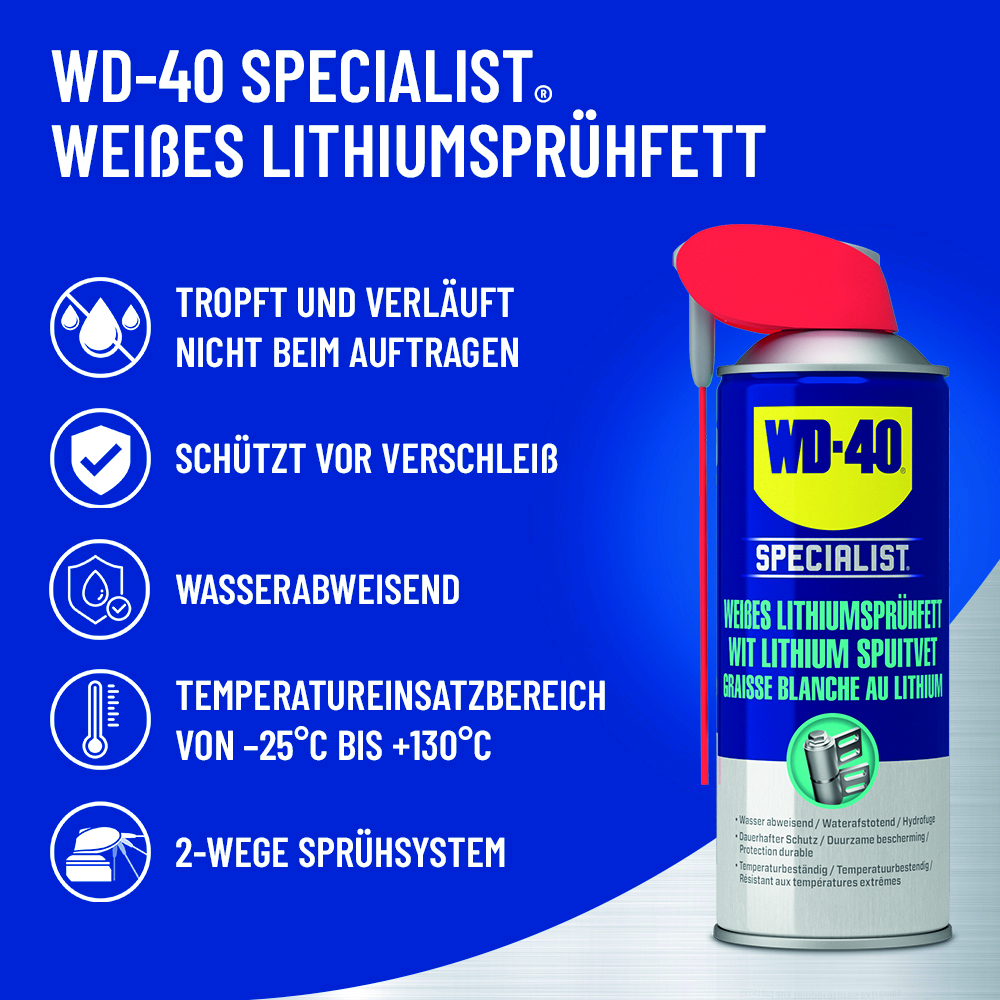 WD-40 Specialist 400ml Weißes Lithiumsprühfett