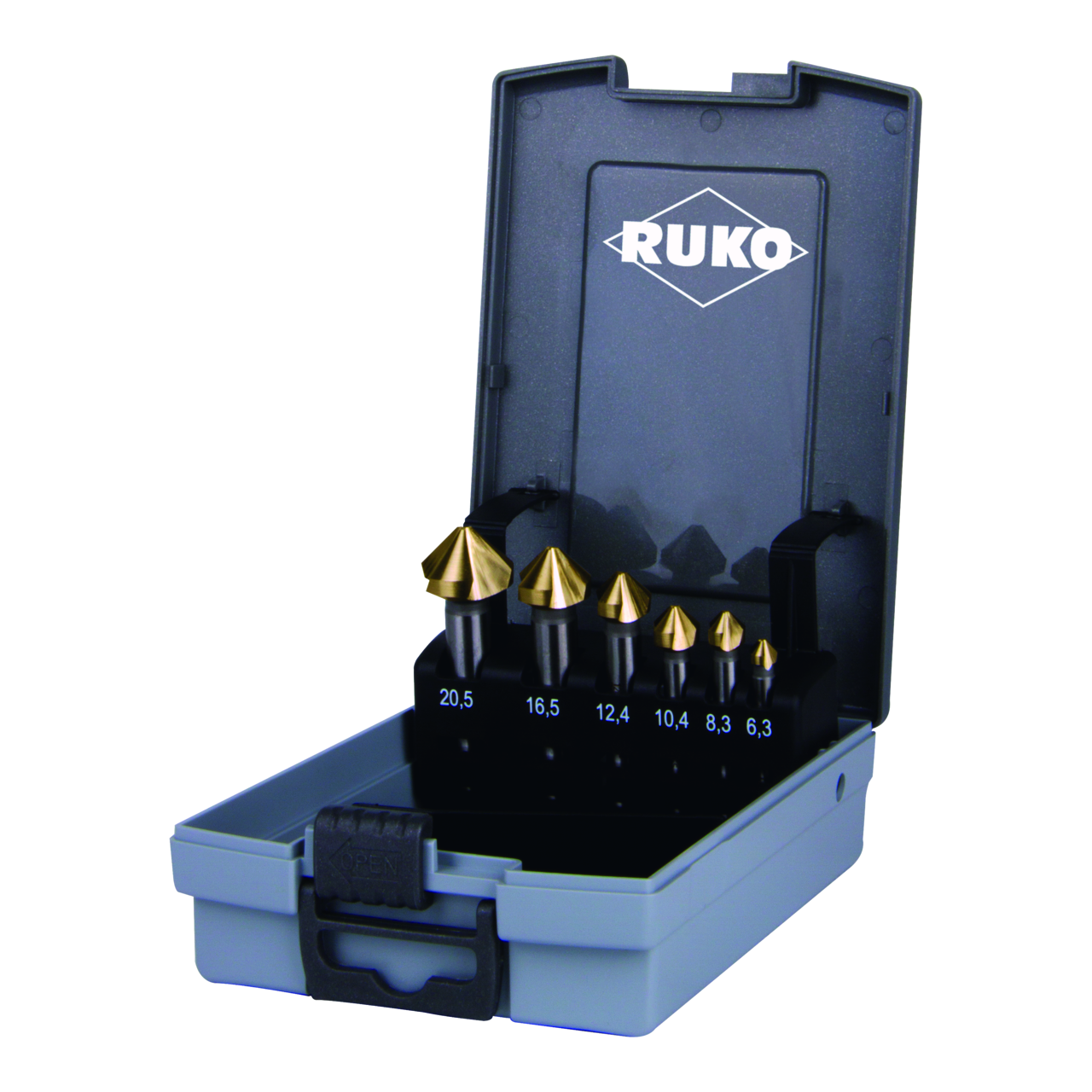 Jeu de fraises à chanfreiner Ruko DIN 335 Type C 90° HSS TiN - 6 pces. (coffret